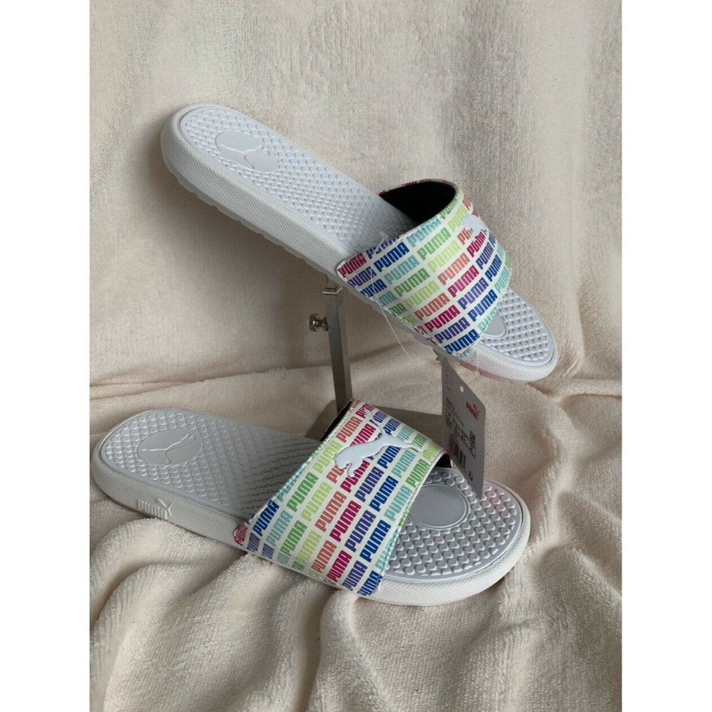 🌹Women slides Size 10 Puma Cool Cat ECHO white Sandals Confort, Slip on
